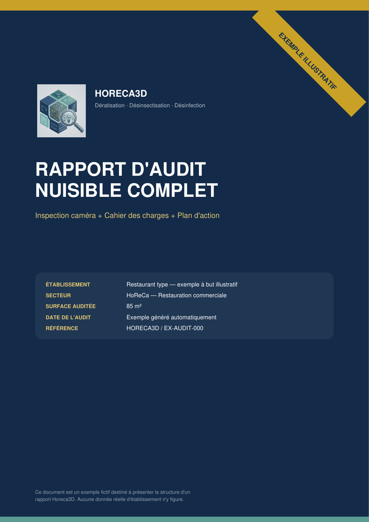 Page de couverture du rapport d'audit Horeca3D